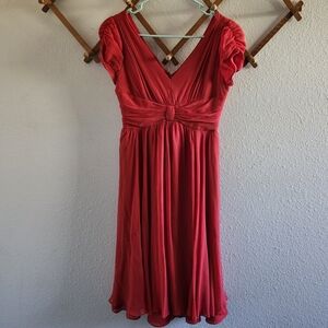 Silk Red Chiffon Flowy Dress